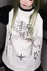 Kawaii Cool Anime Patchwork Oversized T-Shirt