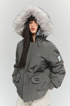 Single-Breasted Casual Hooded Parka Coat