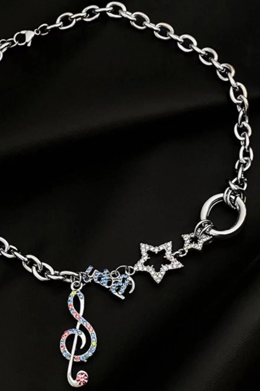 Y2K Punk Chic Star Multi Layer Rhinestone Necklace
