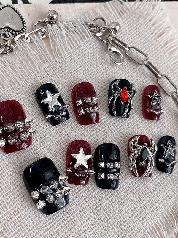 Punk Style Metal Rivet Rock Press On Nails