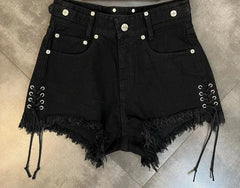 High-Waist Wide Leg Denim Shorts