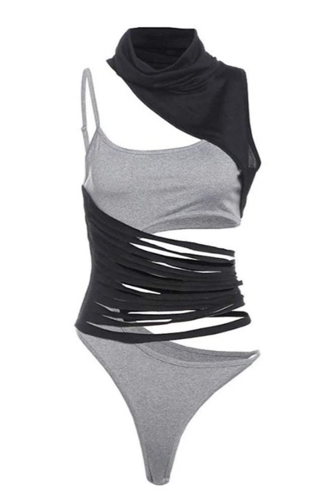 Sexy Lingerie Style Asymmetrical Mesh Top