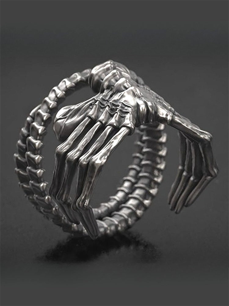 Punk Domineering Demon Skull Claw Ring