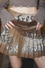Graphic Fringe Pleated Mini Skirt