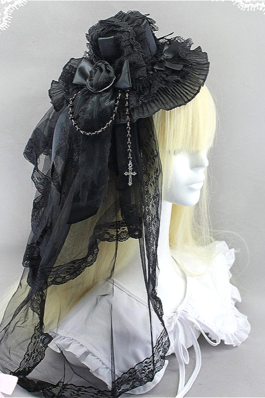 Dark Gothic Rose Mesh Lace Hair Accs Main image