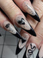 Subculture Edgy Black Red Heart Press On Nails
