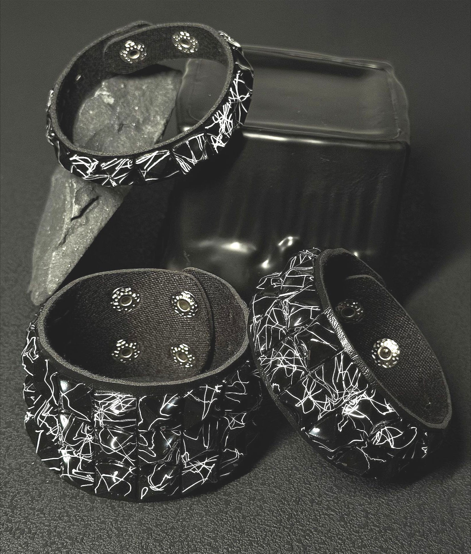 Punk Black & White Square Stud Bracelet