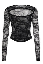 Lace Cutout Long Sleeve Crop Tops