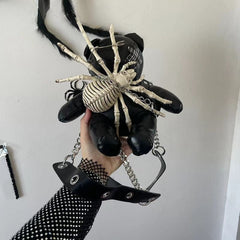 Harajuku Leather Punk Y2K Spider Bone Little Bear Pin Gothic Lolita Crossbody Bag Halloween