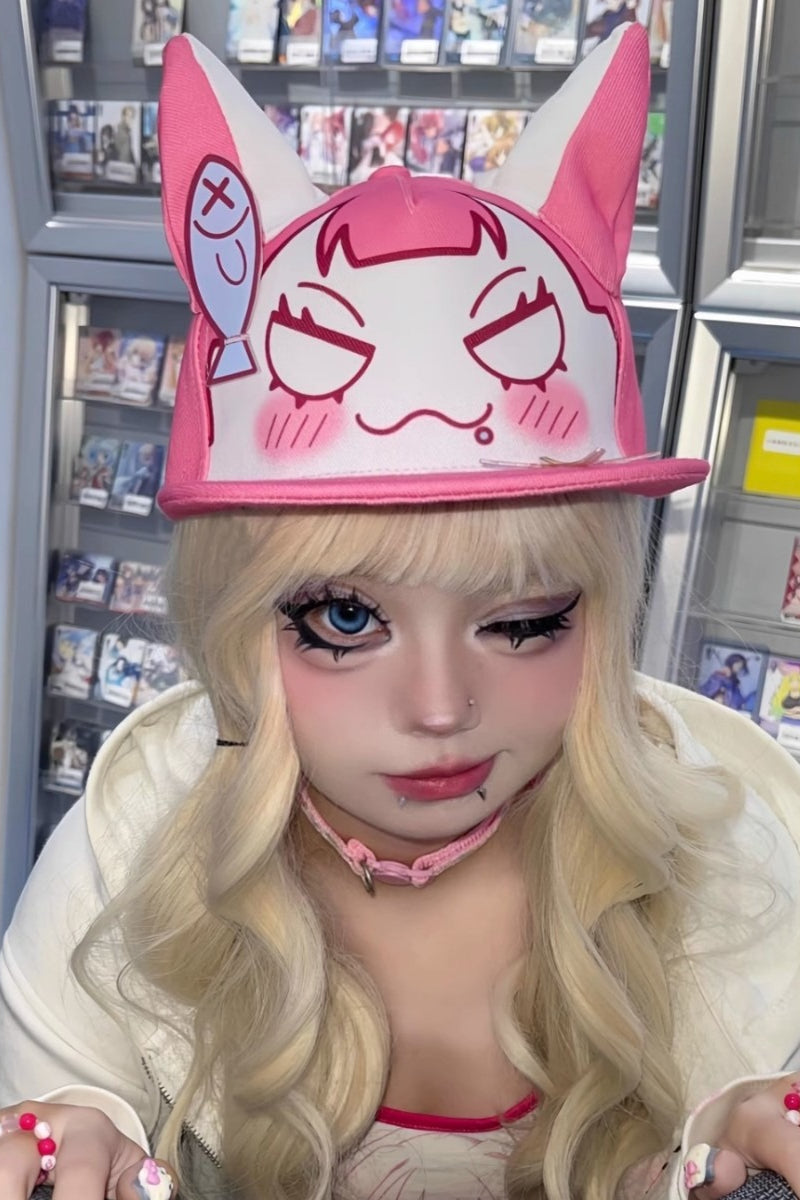 Anime Pink Cat Baseball Hat