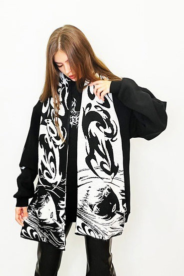 Dark Anime Reversible Jacquard Versatile Warm Scarf Secondary image