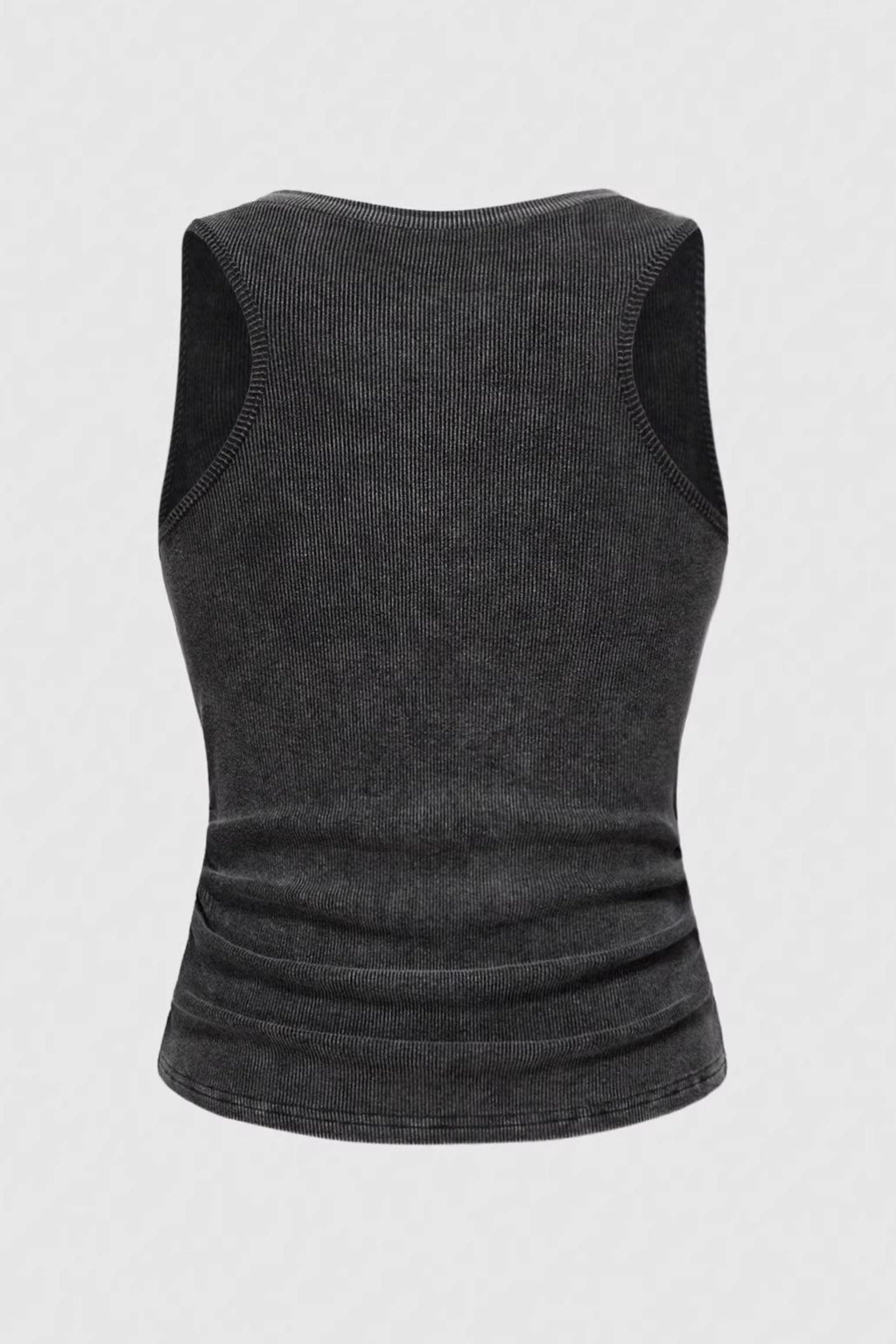 Black Grey Cargo Metal Buckle Tank Top