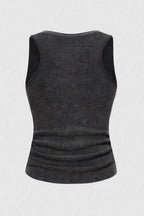 Black Grey Cargo Metal Buckle Tank Top