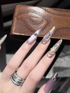 Purple Jade Glass Effect Press On Nails