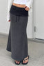 Contrast Waist Drawstring Maxi Skirts