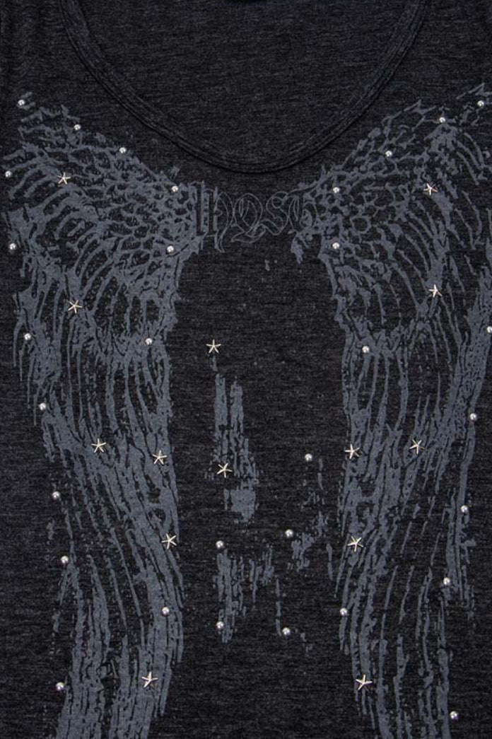 V Neck Printed Shoulder Fit Cropped Slim T-shirt