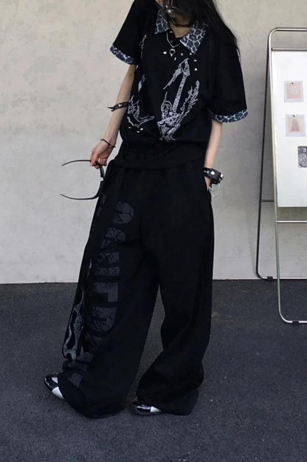 Grunge Leopard Sickle Patchwork Loose Unisex T-shirt Secondary image