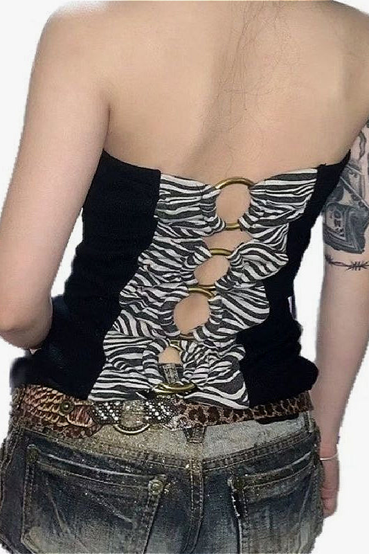 Retro Zebra Print Tube Tank Top