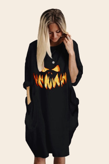 Halloween Casual Pumpkin Print Dress Main image