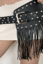 Y2K Elastic Tassel Studded Belt