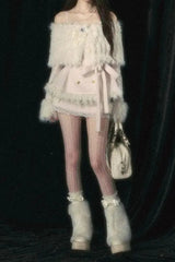 Bandage Off Shoulder Retro 2 Piece Coat