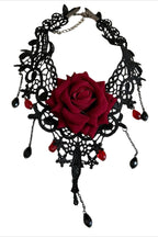 Rose Lace Beaded Choker Necklaces