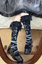 Cross Skull Lace Trim Socks