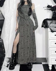 Cyber Hooded Hipster Maxi Dress