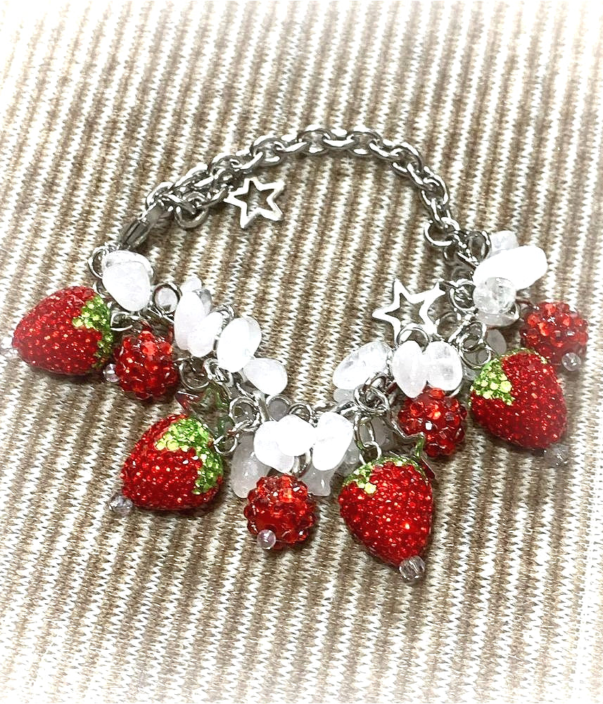 Vintage Red Strawberry Rhinestone Bracelet