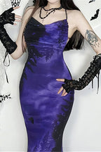 Mesh Backless Straps Bodycon Cocktail Maxi Dress