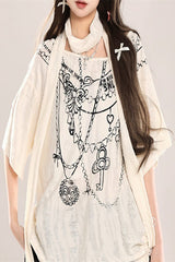 Wasteland Cutout Shoulder Distressed Lace-Up T-shirt