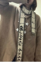 Harajuku Skull Print Knit Scarf