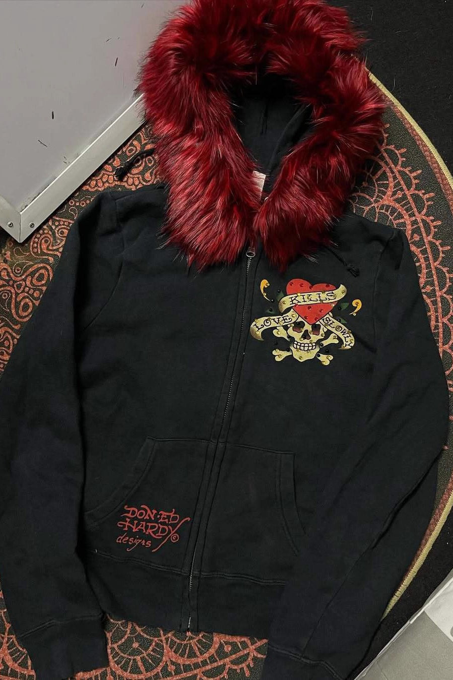 Skull Graphic Contrast Trim Hoodies