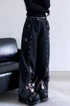 Punk High Waist Straight Leg Jeans Pants