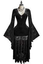 Lace Sleeve Velvet Effect Maxi Dress