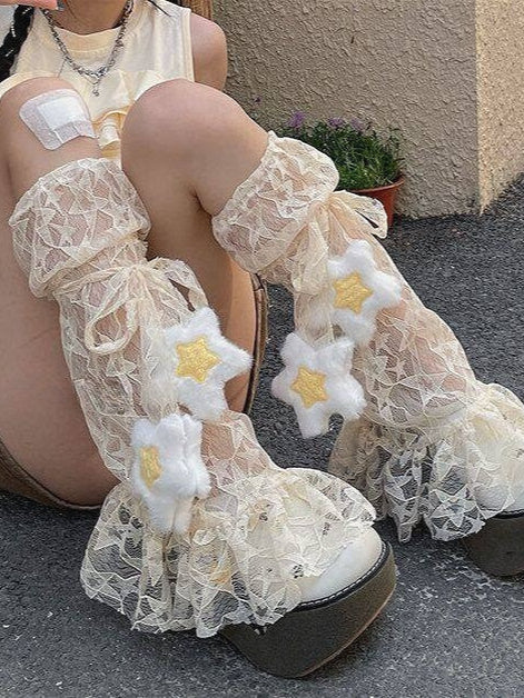 Y2k Star Pattern Lace Mesh Socks Secondary image