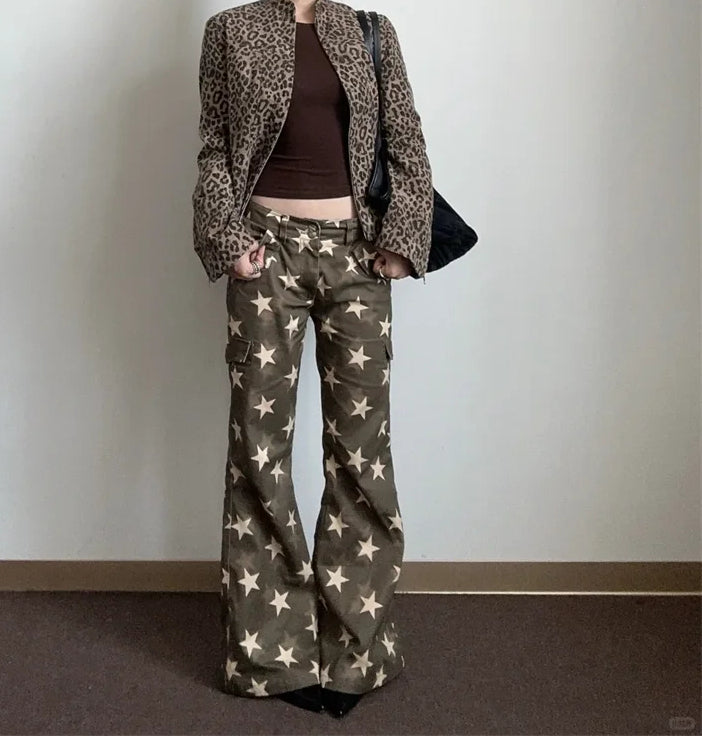 Brown Gothic Y2K Flare Star Pant Main image