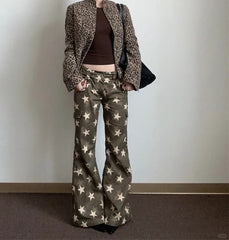 Brown Gothic Y2K Flare Star Pant