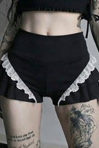 Lace Trim Layered Ruffle Shorts