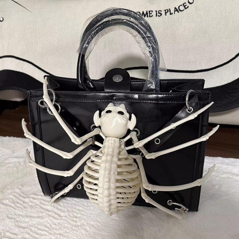 Y2K Harajuku Punk Advanced Design Rivet Gothic One Shoulder Steampunk Bag Black Halloween Main image