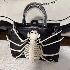 Y2K Harajuku Punk Advanced Design Rivet Gothic One Shoulder Steampunk Bag Black Halloween
