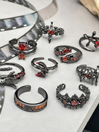 Gothic Dark Style Red Diamond Ring