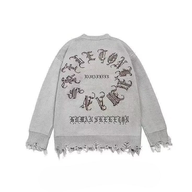 Raw-Edge Crewneck Loose-Fit Knit Sweater Secondary image