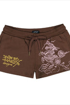 Graphic Print Low-Rise Hot Pants