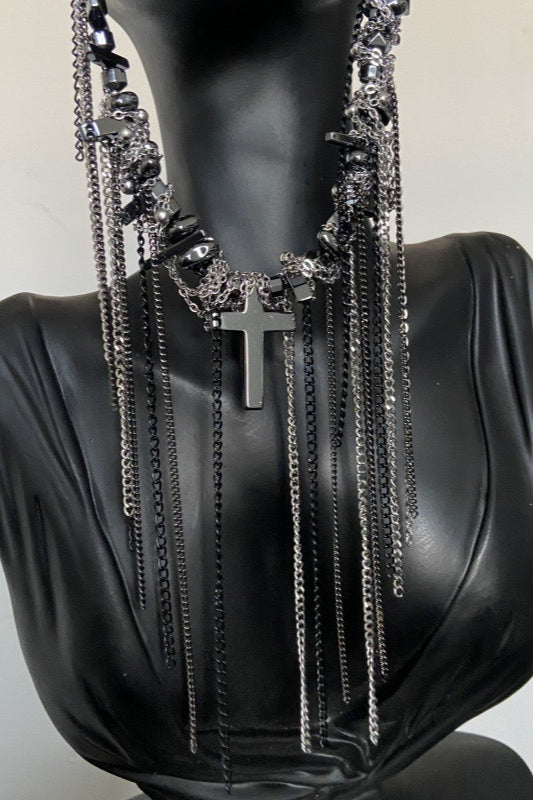 Punk Heavy Chain Tassel Necklace
