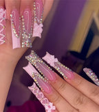 Super Long Sparkly Diamond Press On Nails