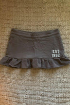 Brown Ruffle Drawstring Mini Skirt