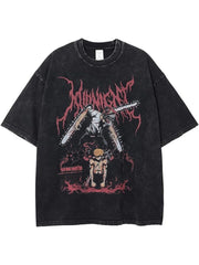 Retro Anime Print Dark Streetwear Cotton T-shirt