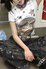 Edgy Y2K Lace Detail Regular Fit T-shirt