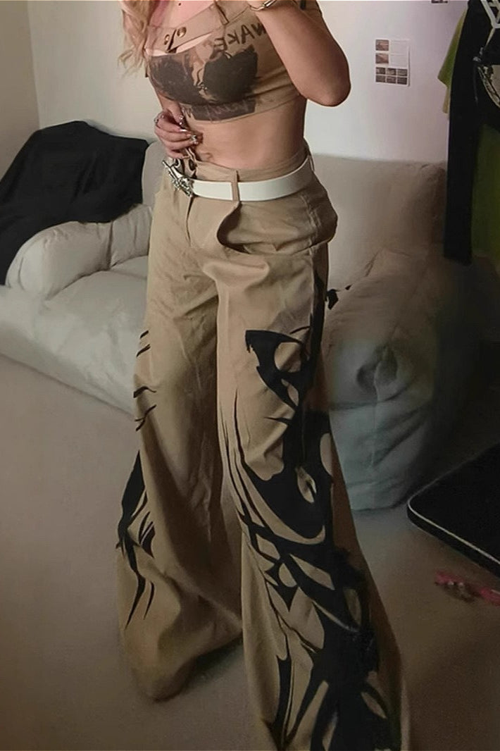 Cyber Harajuku Graphic Wide Leg Pants Main image